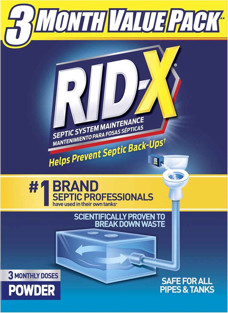 RID-X Septic Tank Treatment Powder - 3 Month Value Pack, 29.4oz - Image 1